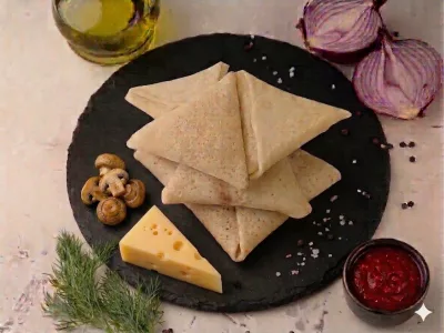 Млинці з Грибами та Сиром (печериці)